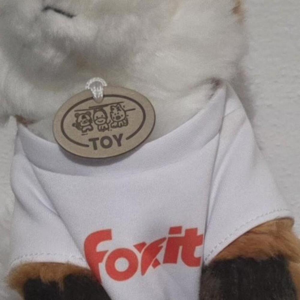 Foxit plush toy with red 'Foxit' text on white shirt #plush #fox